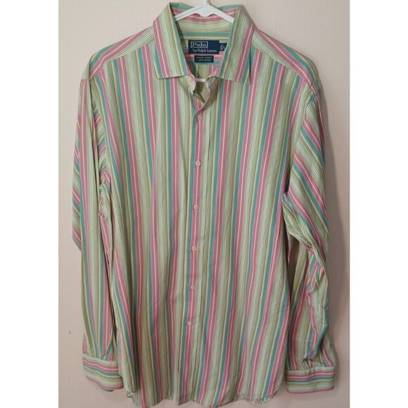 Polo Ralph Lauren Philip Sport Long Sleeve Button Striped Men's L Large EUC - Picture 1 of 5
